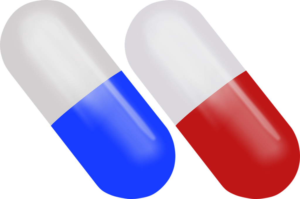 pill, pill red and blue, drug-1350560.jpg